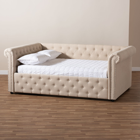 Baxton Studio Mabelle Beige Upholstered Queen Size Daybed 154-9487